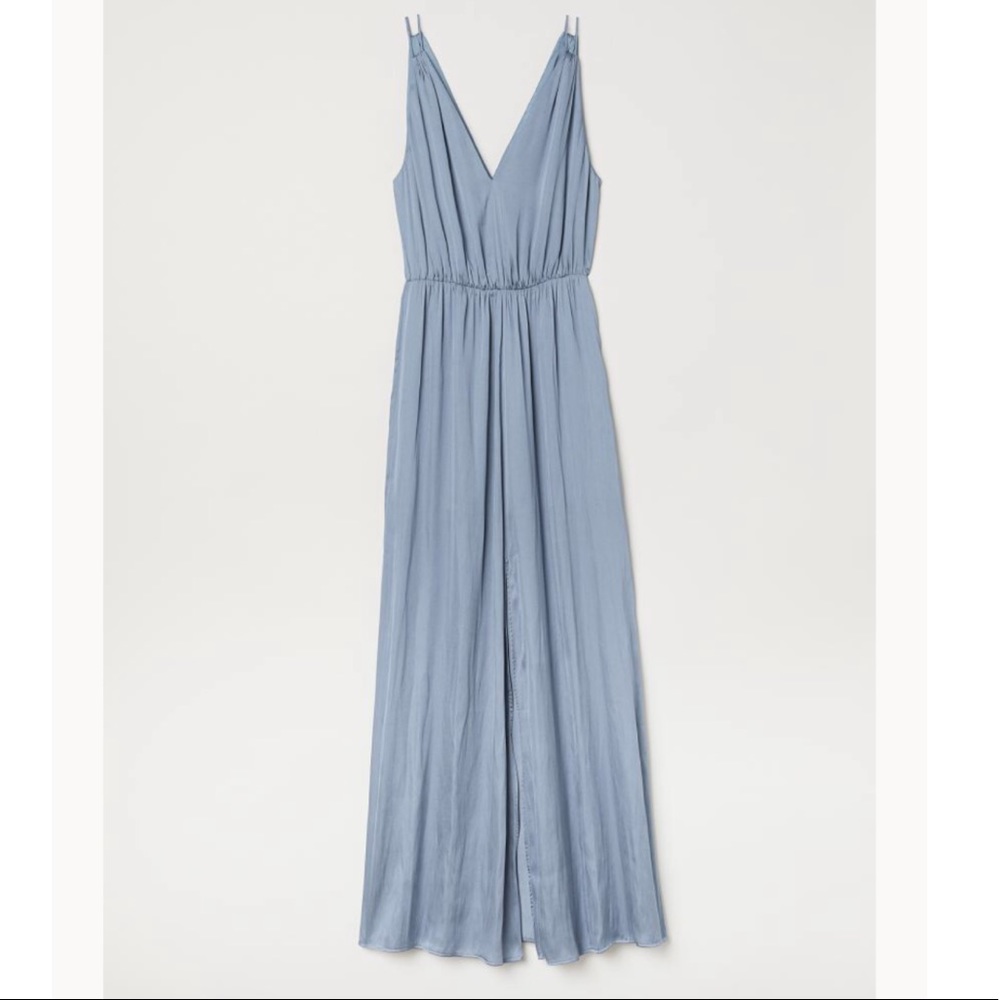 H&M Long Satin V-Neck Maxi Dress